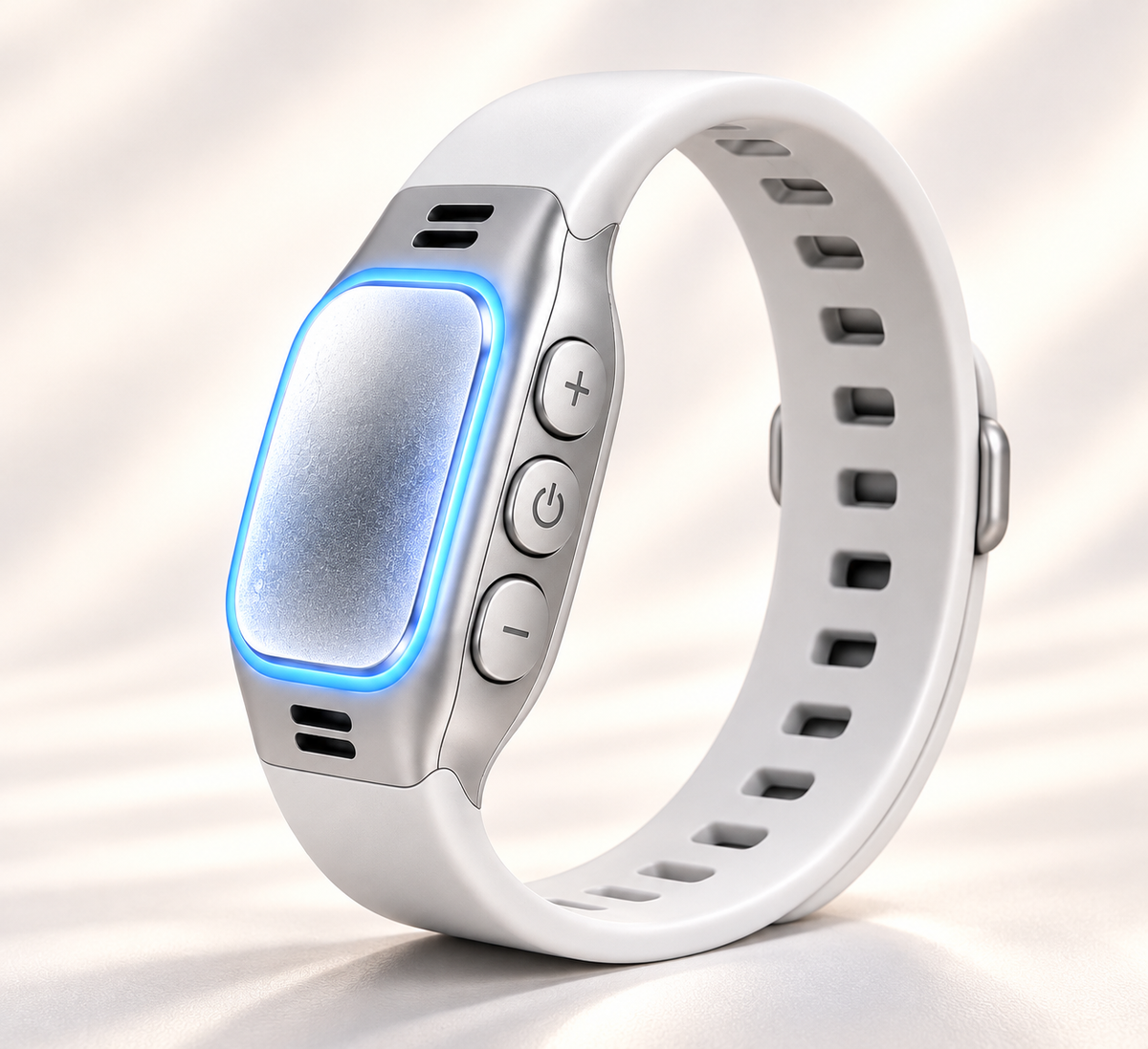 Hot Flash Relief Wristband angled product view with controls