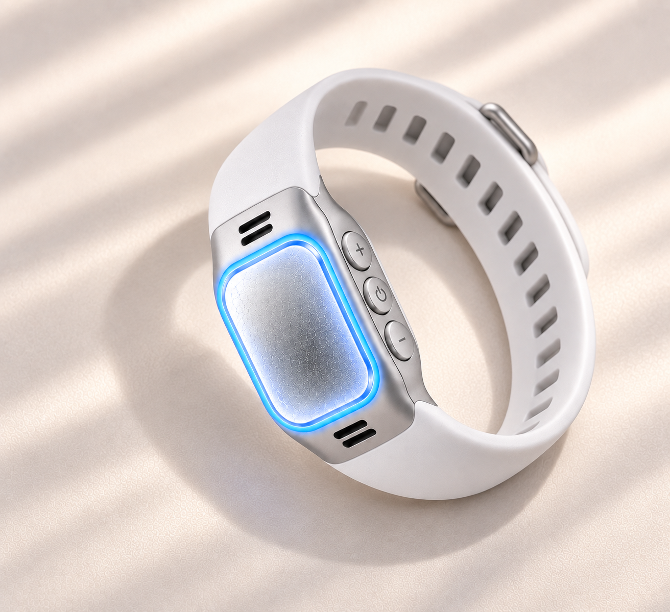 Close-up of the GapaFeel cooling surface and blue edge light